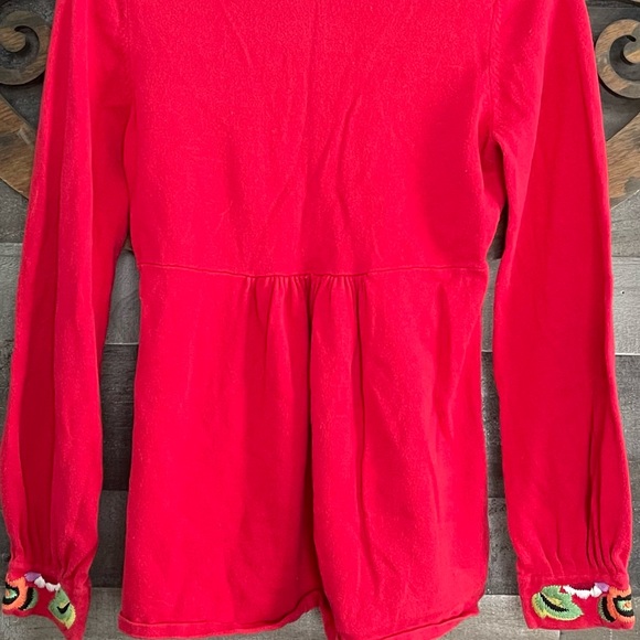 y2k Sweater Top Embroidery Floral Babydoll Empire Waist Boho Square Neck - Picture 11 of 16